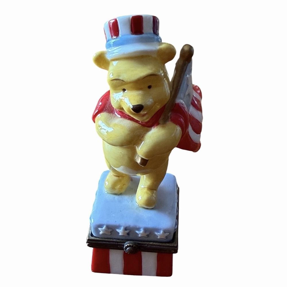 Disney Winnie The Pooh Vintage Hinged Trinket Box July Months Of The Year 4" USA